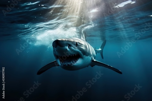 shark hunts underwater  © stasknop