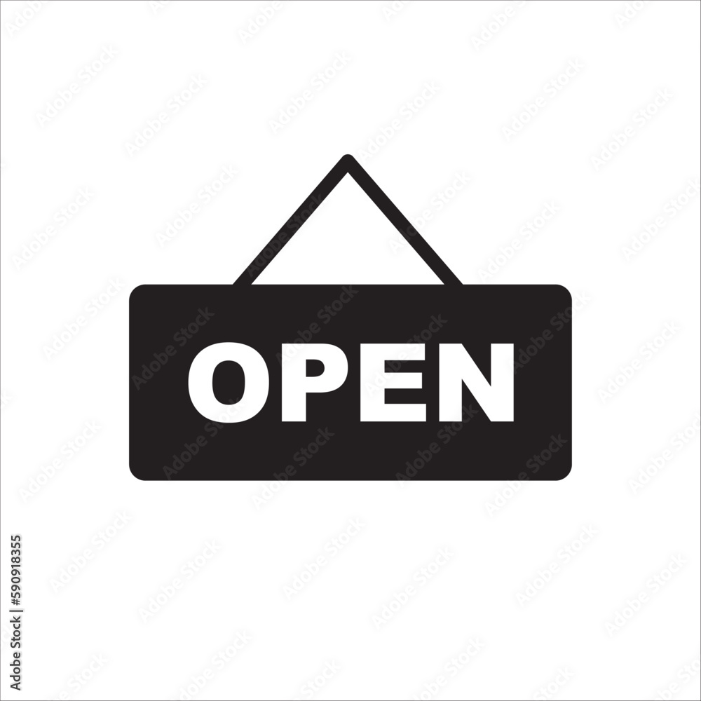Open vector icon. Open flat sign design. Open signboard symbol pictogram. Illustration of nameplate icon. UX UI icon Open vector icon. Open flat sign design. Open signboard symbol pictogram. Illustration of nameplate icon. UX UI icon