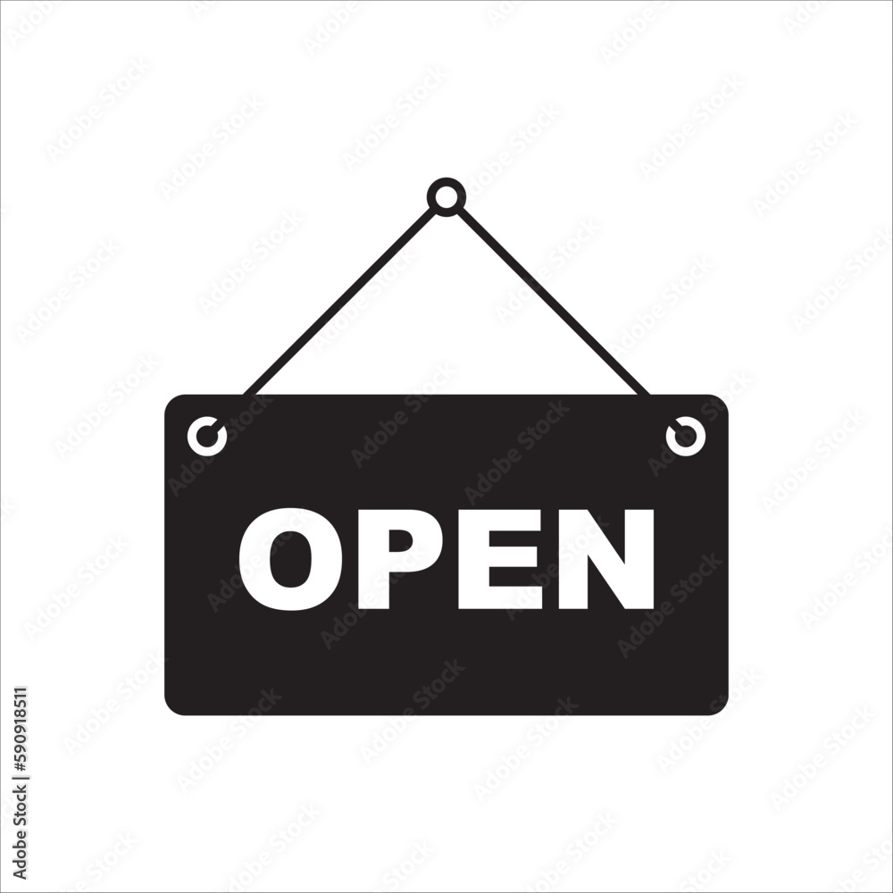 Open vector icon. Open flat sign design. Open signboard symbol pictogram. Illustration of nameplate icon. UX UI icon Open vector icon. Open flat sign design. Open signboard symbol pictogram. Illustration of nameplate icon. UX UI icon