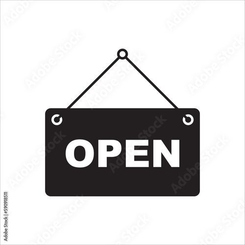 Open vector icon. Open flat sign design. Open signboard symbol pictogram. Illustration of nameplate icon. UX UI icon