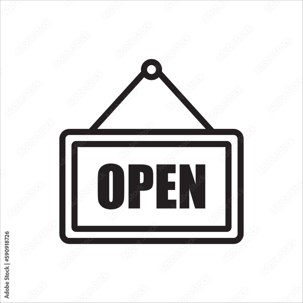 Open vector icon. Open flat sign design. Open signboard symbol pictogram. Illustration of nameplate icon. UX UI icon Open vector icon. Open flat sign design. Open signboard symbol pictogram. Illustration of nameplate icon. UX UI icon