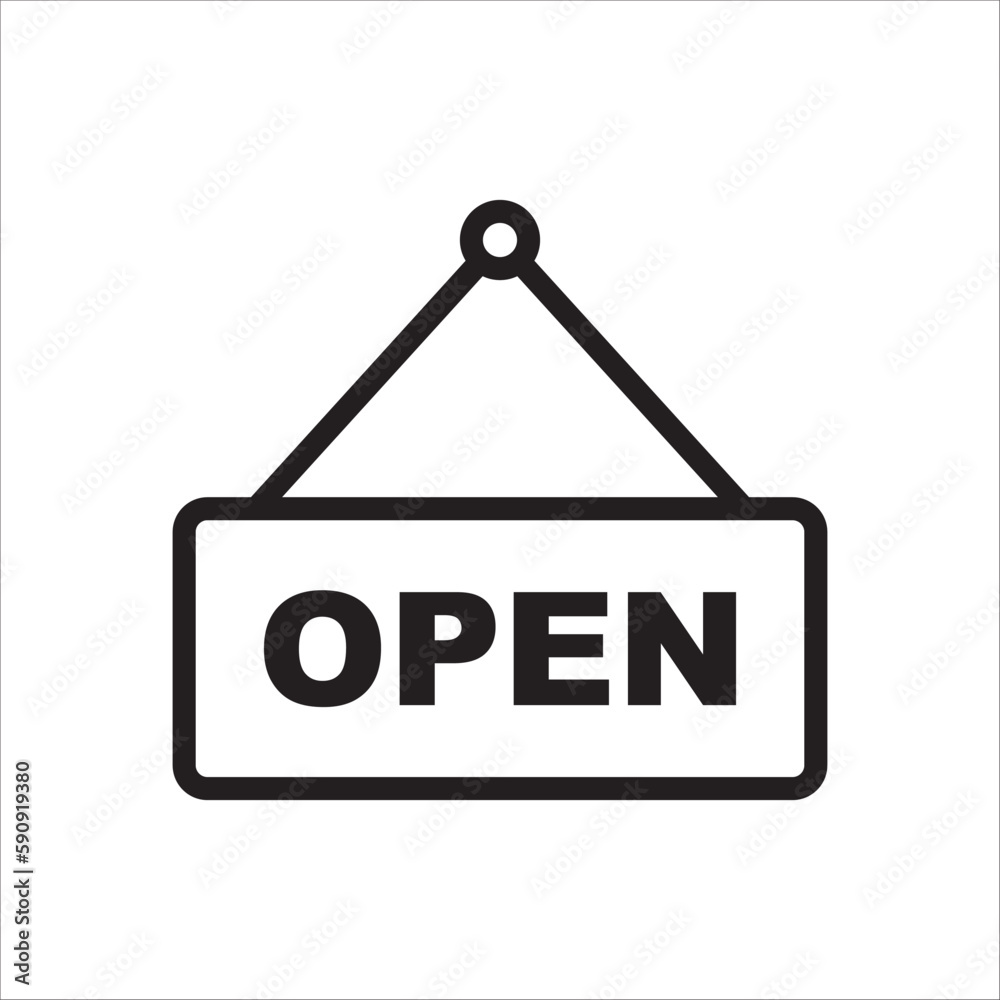 Open vector icon. Open flat sign design. Open signboard symbol pictogram. Illustration of nameplate icon. UX UI icon Open vector icon. Open flat sign design. Open signboard symbol pictogram. Illustration of nameplate icon. UX UI icon