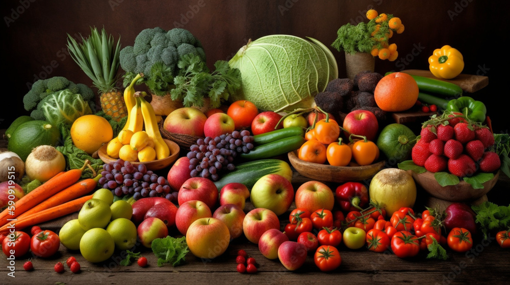 Fruits and vegetables. Generative AI Fruits and vegetables. Generative AI