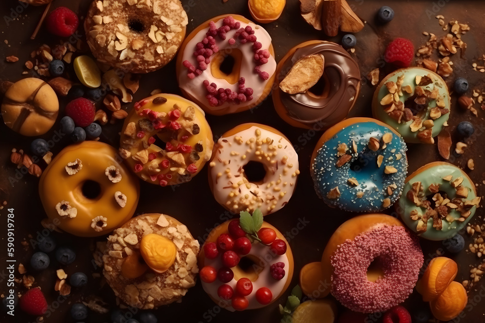 Creative donut combinations. Generative AI Creative donut combinations. Generative AI