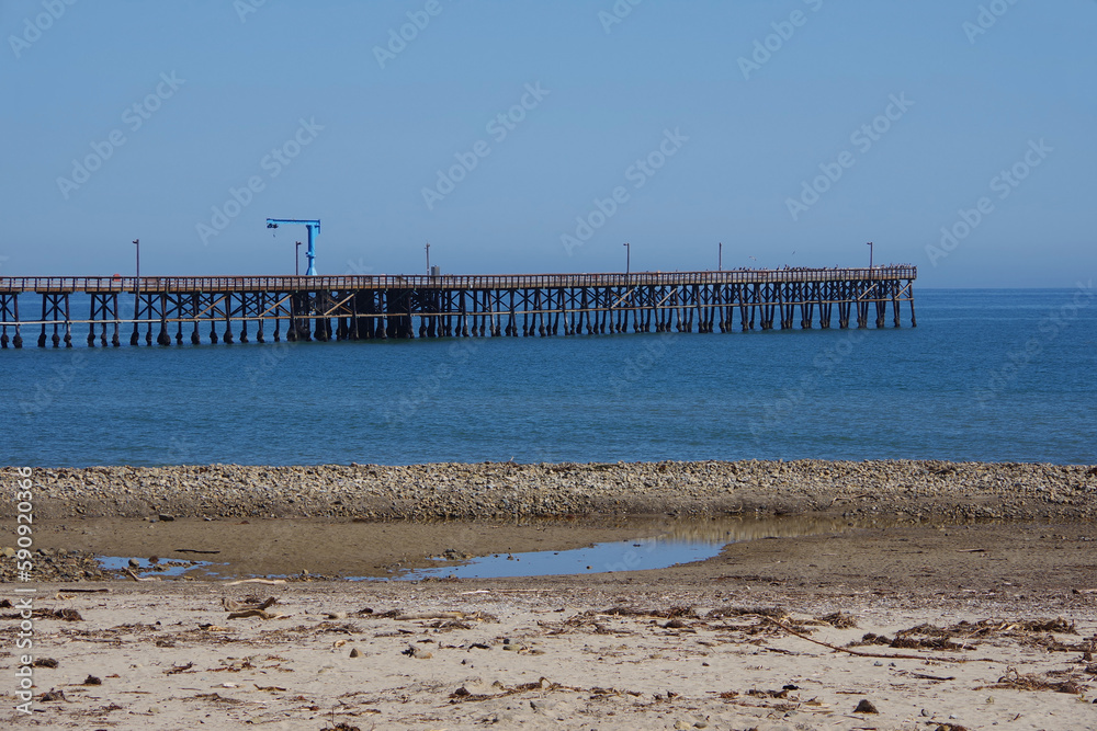 Goleta Pier at the Pacific Ocean in California in springtime