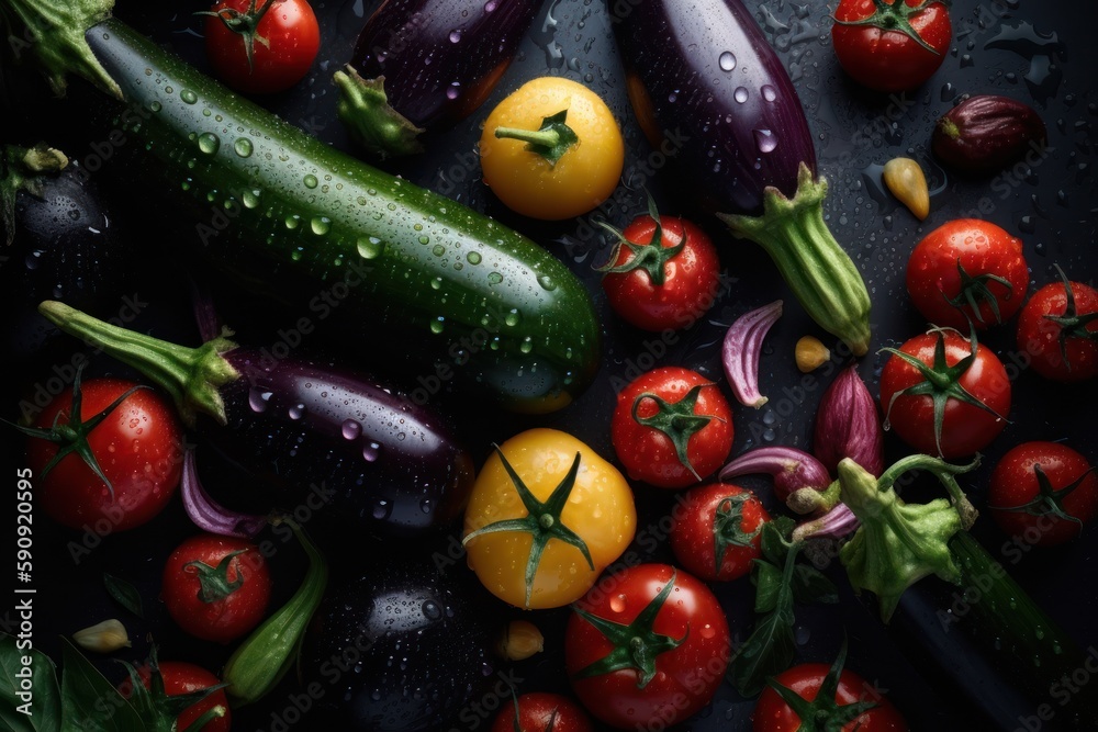 Vibrant Eggplant, Zucchini, and Pepper Medley - Generative AI