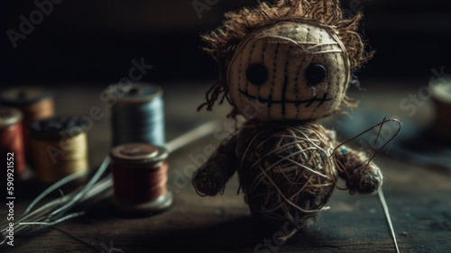 voodoo doll needle string wick of hair