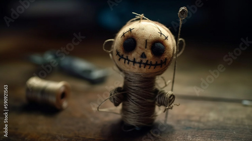 voodoo doll needle string wick of dirty hair