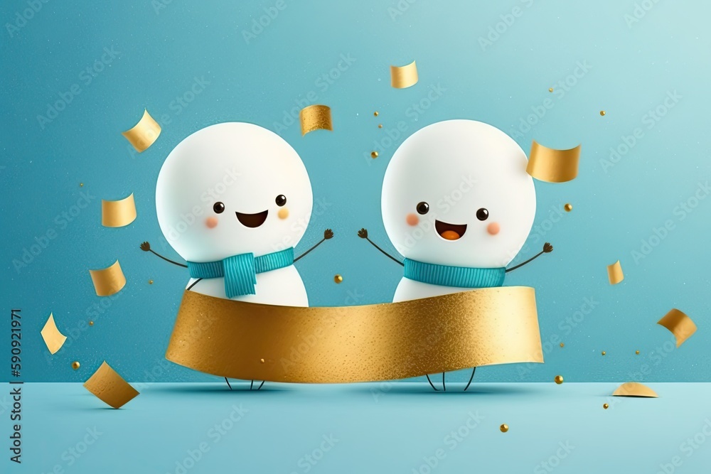 Obraz premium two minimalist white sculptures standing in close proximity. Generative AI