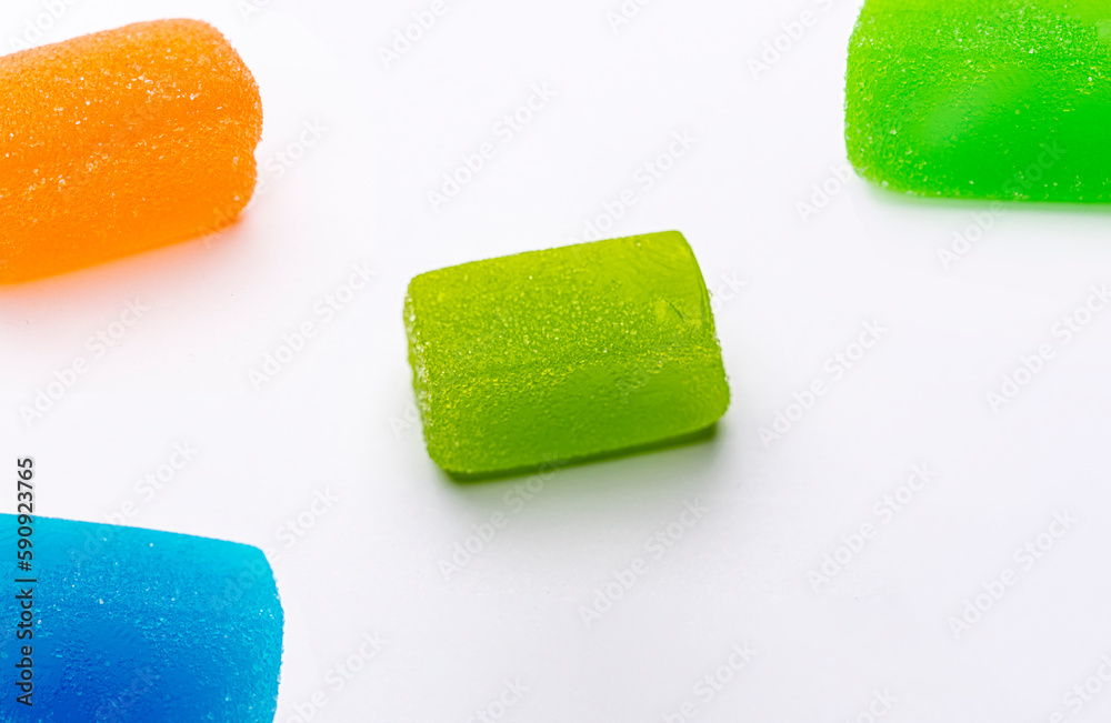 A group of colorful candy on a white background A group of colorful candy on a white background
