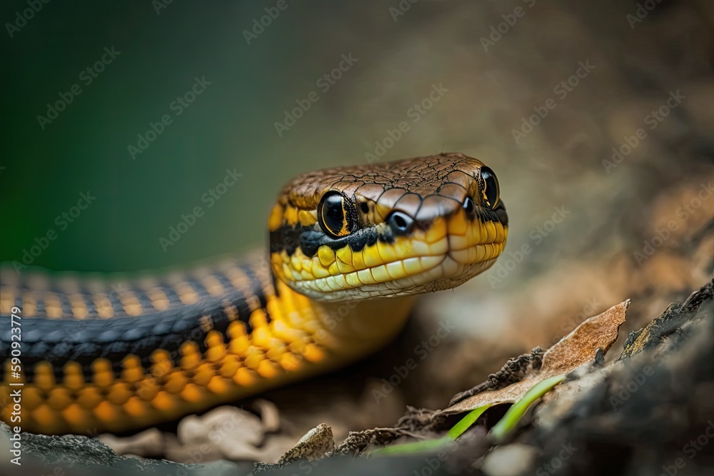 serpent resting on a rocky surface in its natural habitat. Generative AI serpent resting on a rocky surface in its natural habitat. Generative AI