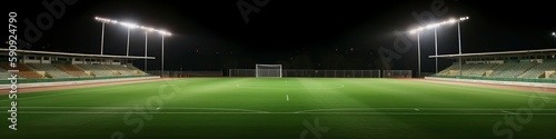 illustration, stadium illuminated by spotlights and empty, web site header, ai generative