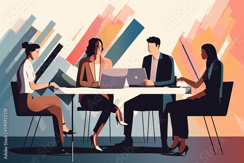Project strategy team meeting or business future planning analysis tiny person concept Generative AI