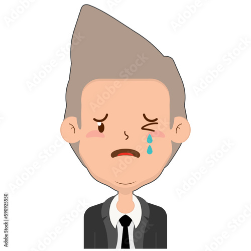 business man crying and scared face cartoon cute 