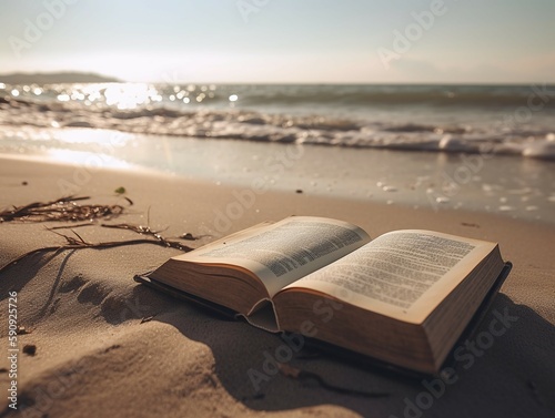 book and beach of sea and sky