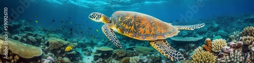 illustration, sea turtle, website header, ai generative © Jorge Ferreiro
