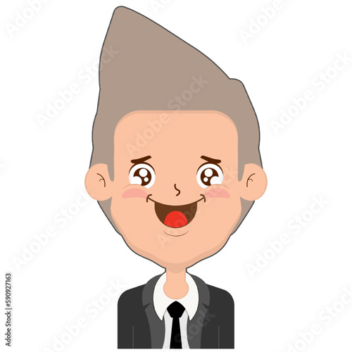 business man happy face cartoon cute 