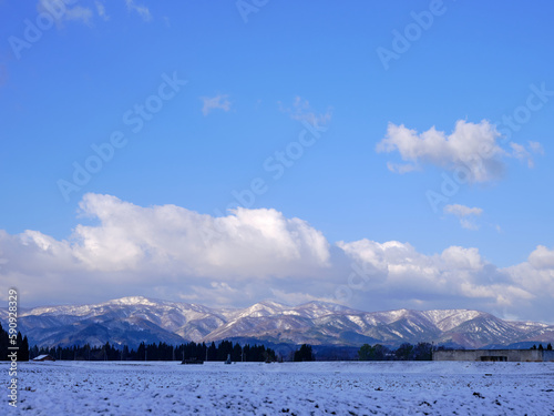 snow mountain landscape with snow covered fields