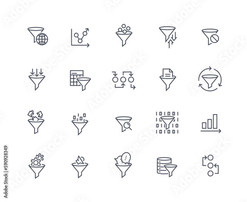 Sorting and filtering outline icons set