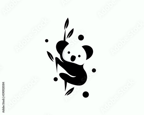 silhouette koala patch at tree logo icon symbol design template illustration inspiration