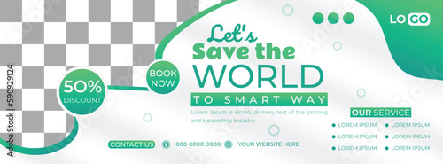 Save World Nature Web Banner Design Template, Green Cover Website Design, Social Media Cover Ads Banner Invitation Card Template