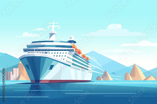 Cruse ship at sea created with Generative AI technology © Laughing Cat