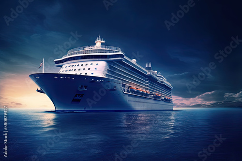 Cruse ship at sea created with Generative AI technology © Laughing Cat