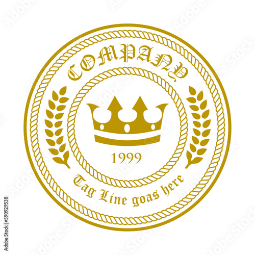 Crown in the middle Rope around and wheat Grain logo template for companies vector illustration