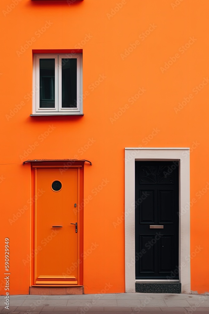 Fototapeta premium Clean minimalist colorful architecture illustration made with Generative AI 