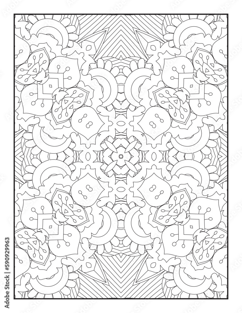 Coloring Page For Adult. Mandala. Vector. Circular pattern in the form of a mandala. Coloring book page. Flower Mandalas. Vintage decorative elements. Mandala Coloring Pages.  Pattern Coloring Page.
