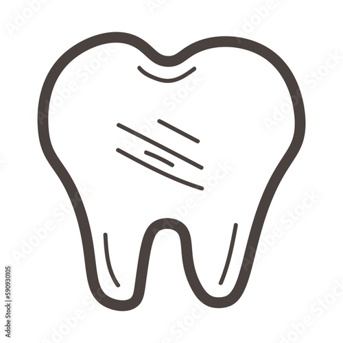 Drawn tooth on white background