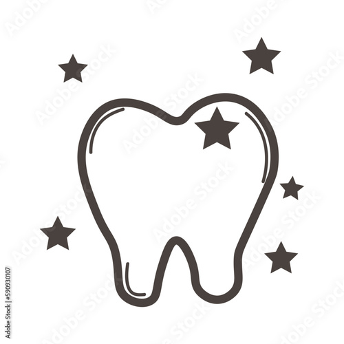 Healthy shiny tooth on white background