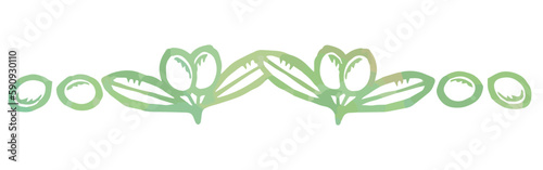 オリーブの実と葉を使った仕切り・飾り。水彩風、ベクター素材。