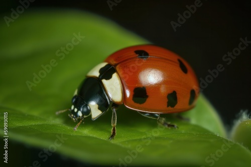 Close-Up of Ladybug on Leaf - Stunning Macro Photography - Generative AI © templetify