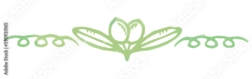 オリーブの実と葉を使った仕切り・飾り。水彩風、ベクター素材。