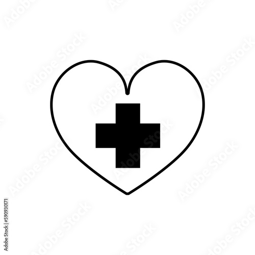 Heart with cross on white b...