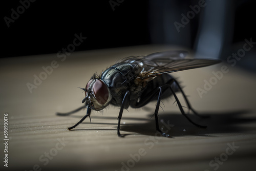  Houseflies in the Home. Generative AI photo