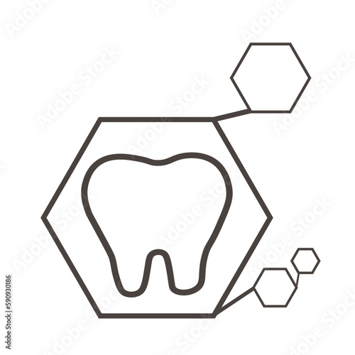Drawn tooth on white background