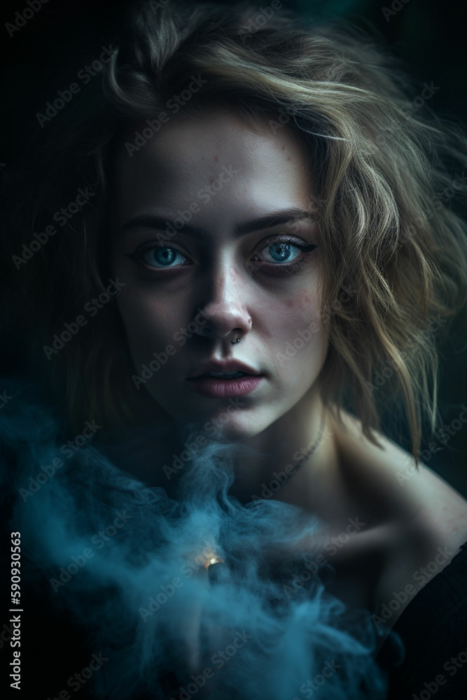 Portrait of a Woman in Smoke Generative AI Portrait of a Woman in Smoke Generative AI