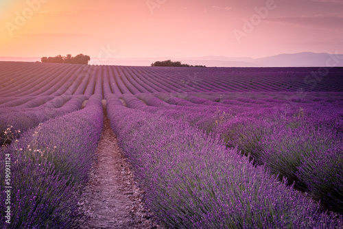 Wave in the terrain of lavender fields