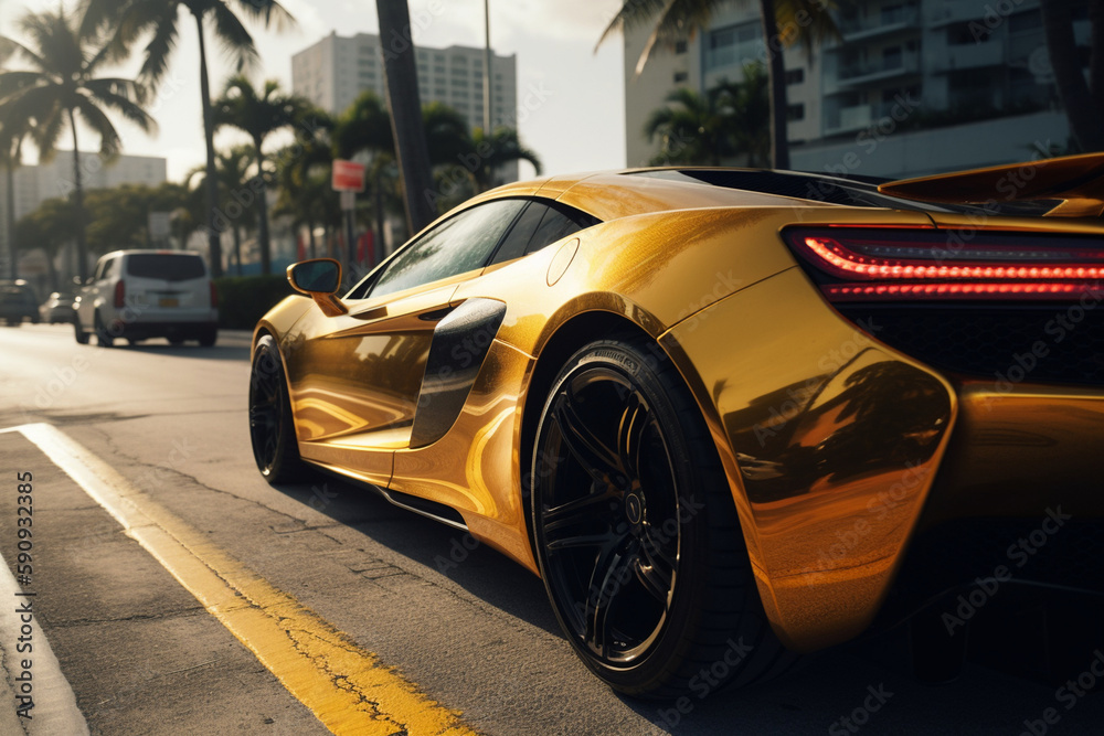 Luxuriouse golden car in Miami
created using generative Al tools