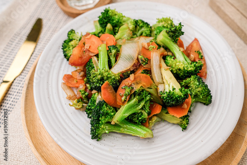 stir fry broccoli for a healthy eating concept.
