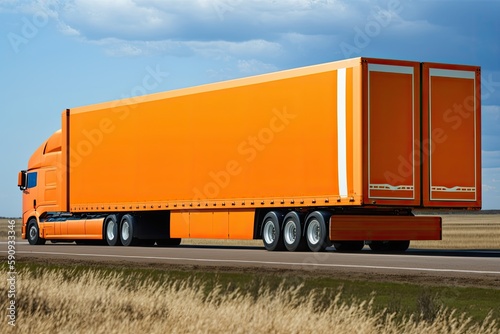 Big Rig Truck on a Highway. Generative AI photo