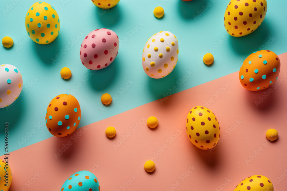 Fondo huevos de pascua aesthetic, huevos de chocolate decoración infantil, juego esconder huevos dulces, repostería de lujo inspiración moderna creado con IA generativa