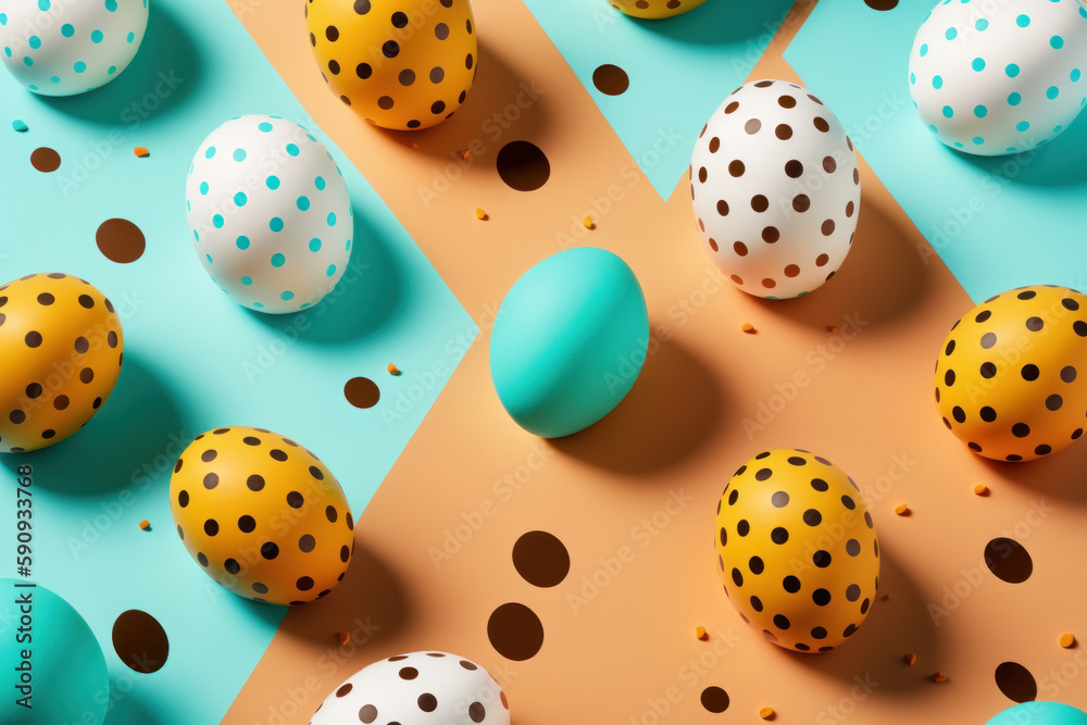 Fondo huevos de pascua aesthetic, huevos de chocolate decoración infantil, juego esconder huevos dulces, repostería de lujo inspiración moderna creado con IA generativa