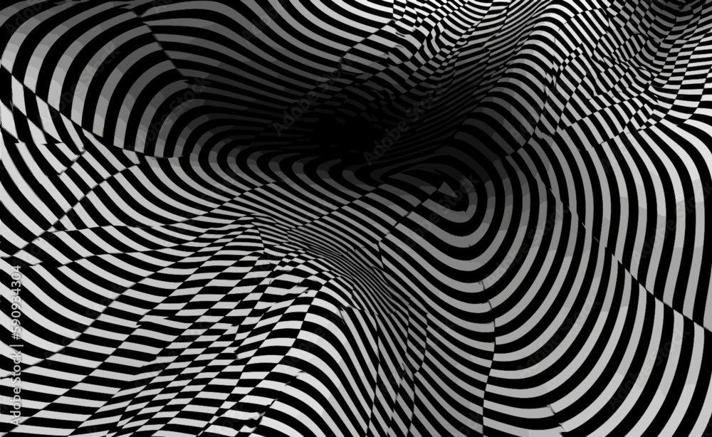 Illusion black and white squares break your brain, background illusion 