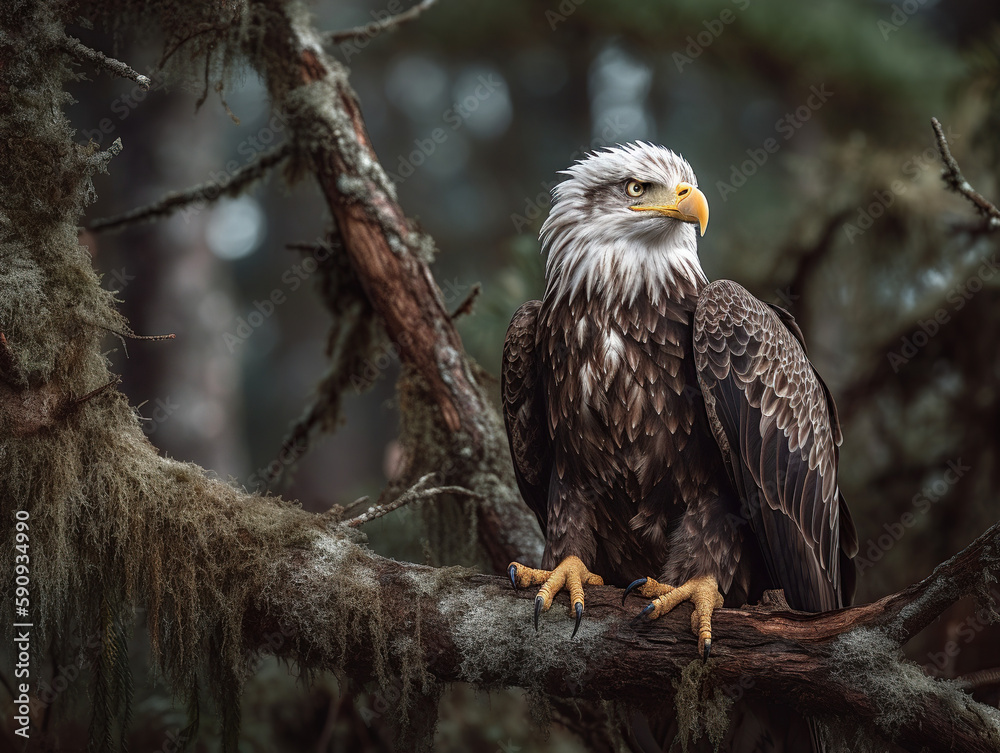 Stunning Photograph of Regal Bald Eagle perched on a Tree Branch Stunning Photograph of Regal Bald Eagle perched on a Tree Branch