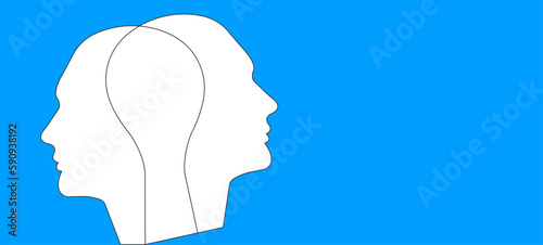 Double face.
Distorted mind idea concept.Split personality,mood disorder,dual personality concept.Mental health idea.