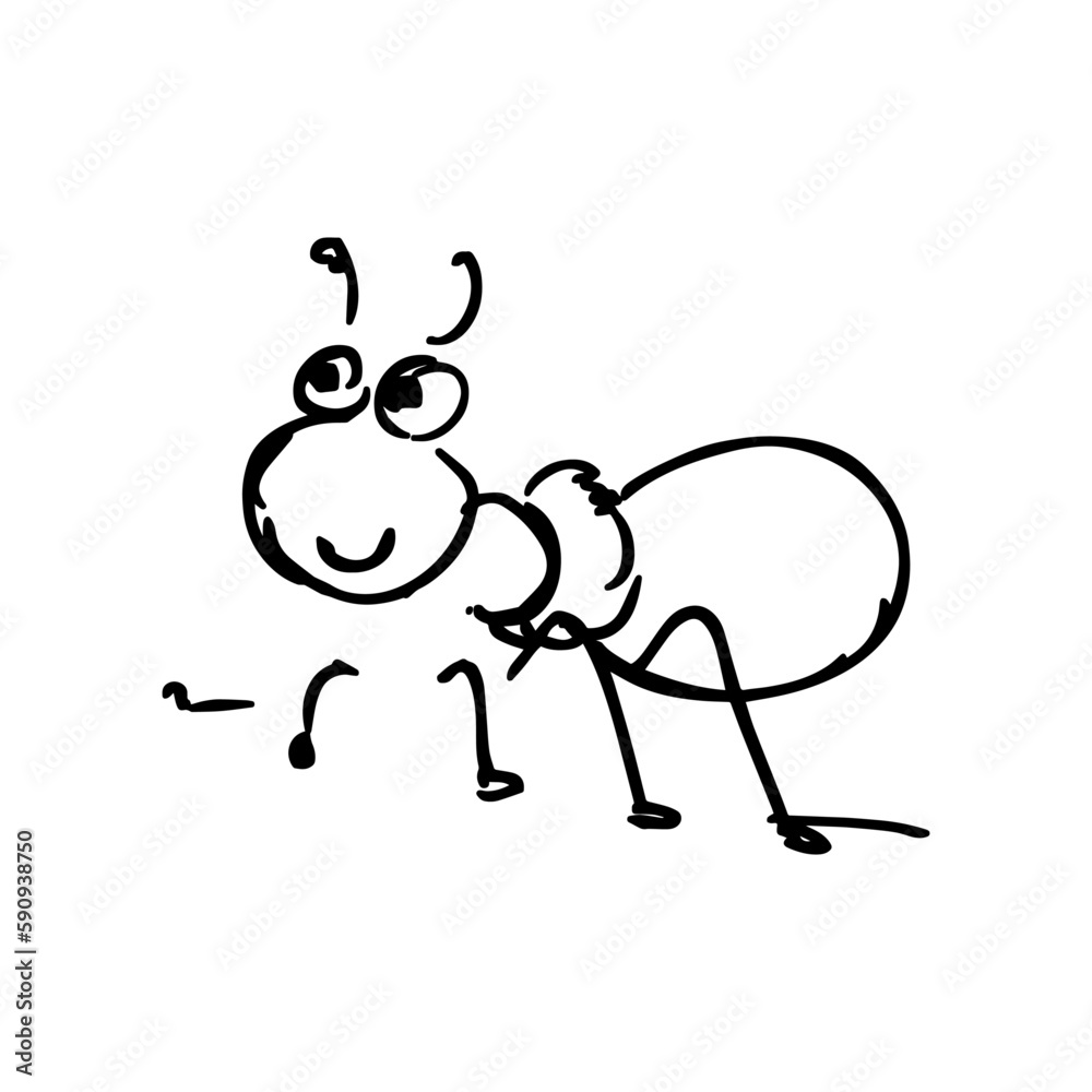 ant cartoon character icon Hand drawn vector illustration ant cartoon character icon Hand drawn vector illustration