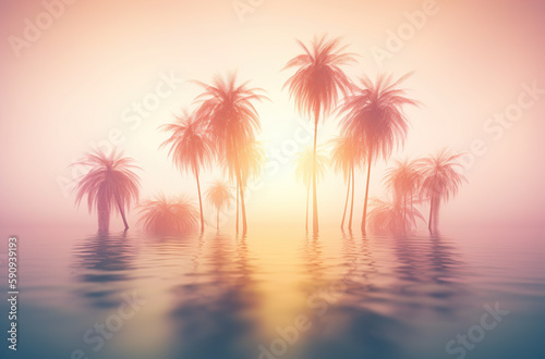 summer palm tree gradient background Generative AI